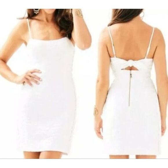 Lilly Pulitzer Shelli Stretch Shift Dress Resort White Pineapple Jacquard Size 2 - Picture 8 of 8